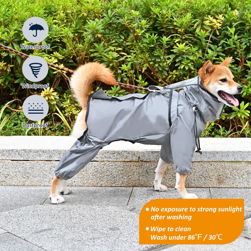 Avont Impermeable para Perro, Ropa de Lluvias de Diseño Reflectante
