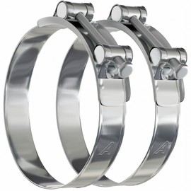 2 Pack - 60mm > 63mm T Bolt Hose Clamps Zinc Turbo Pipe Clips