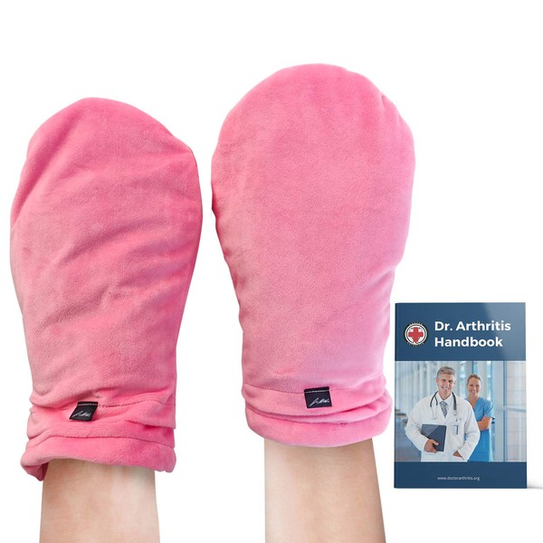 Doctor Developed Heat Therapy Arthritis Gloves/Heated Arthritis Mittens/Hand Warmers, Microwavable & Doctor Written Handbook (Lavender Scented & Universally Sized. 1 Pair) (Pink)