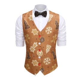 GRAJTCIN Christmas Vests Mens Vests Dress Gingerbread Man Costume Christmas day (X-Large)