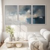 SIGNWIN Framed Canvas Print Wall Art Set Blue Beige Abstract