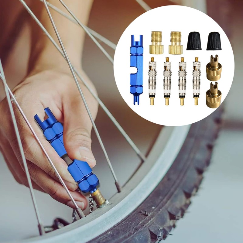 Presta Valve Core Set 11 Pieces Bicycle Valve Adaptor, Valve