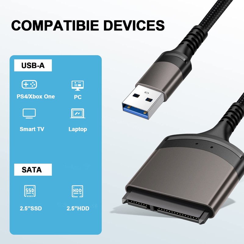 ULXUUUN SATA to USB Adapter Cable, USB 3.0 to SATA