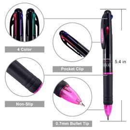 Bribobo 8 Pack Multicolor Ballpoint Pens 4-in-1 0.7mm Colored Retractable Ballpoint Gift Pens for Office School Supplies Students Gift