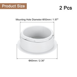 sourcing map 2 Pcs Desk Grommet, 1.97 inch 50mm Desk Cable Hole Cover Wire Hole Insert for Home Office Table Cabinet Cord Organizer, White