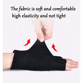 BEIRCOIN Half Finger Gloves Knitted Fingerless Warm Elastic Men Women Knitted Gloves, black