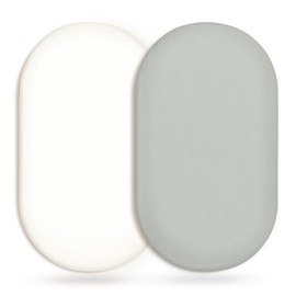 GRSSDER Stretchy Ultra Soft Fitted Bassinet Sheet 2 Pack, Universal Fit for Bassinets Baby Cradle Moses Basket Oval Rectangle Mattress Safe and Snug, Jersey Bassinet Sheets for Girls, White/Gray