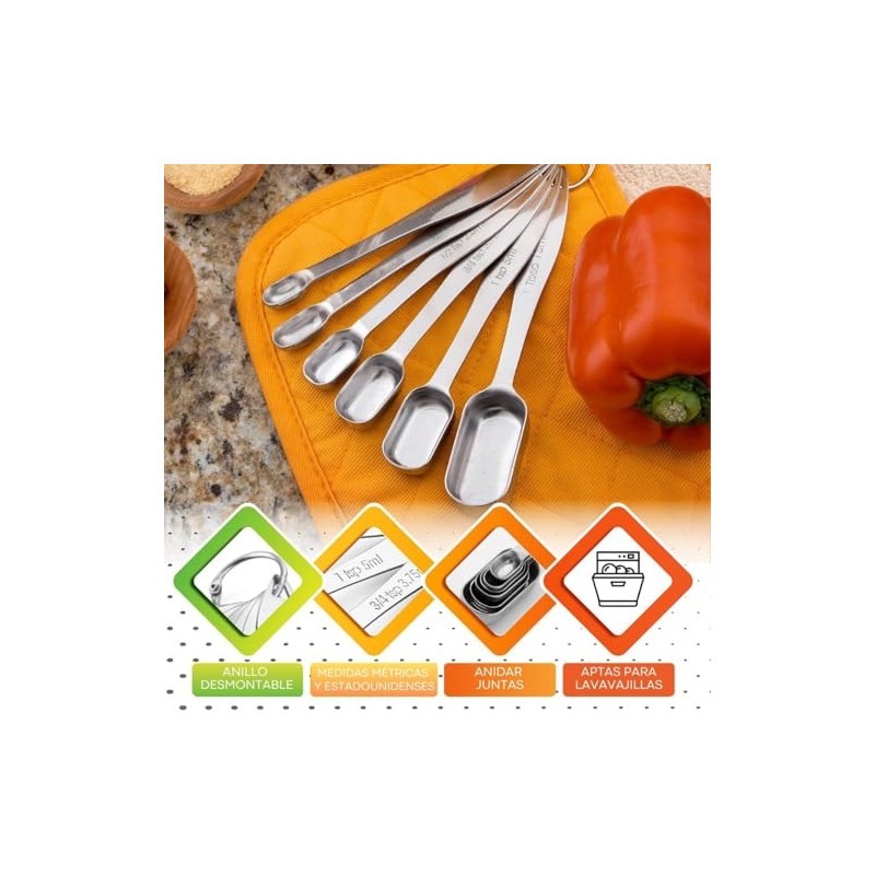 U Chef Cucharas Medidoras de Cocina, Juego de 7 Tazas