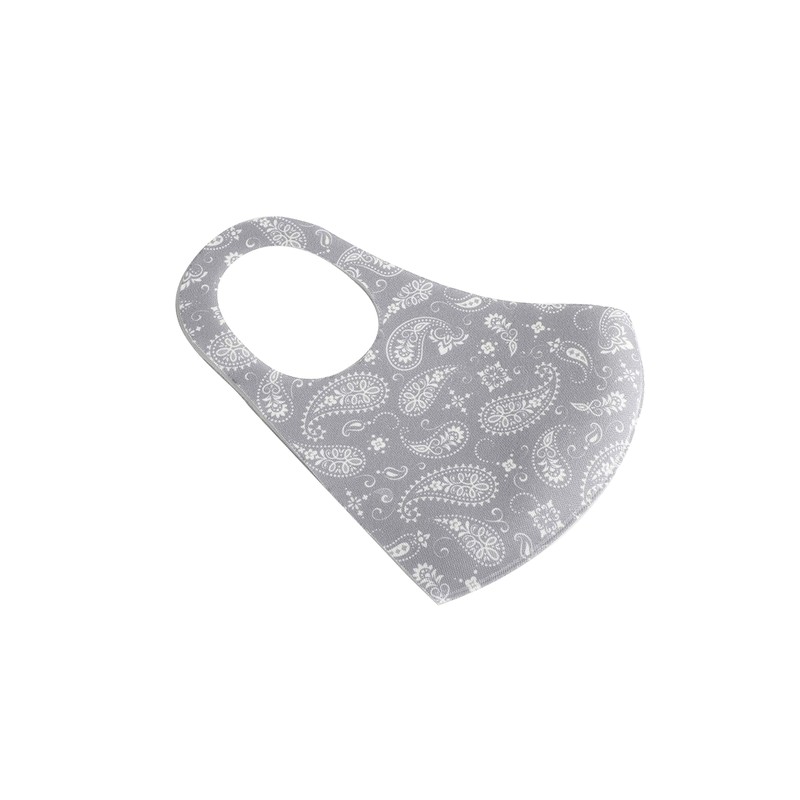 Komonee Face Mask Washable Reusable Grey Paisley Dustproof Cloth Mouth
