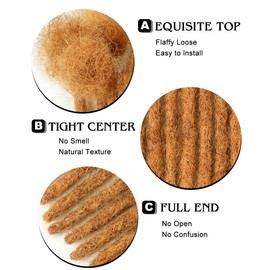 Cypsin 30# Brown 8inch 30 Strands 100% Human Hair Dreadlock Extensions, 0.6cm Width Full Handmade Loc Extensions Human Hair for Men Women Kids, Permanent Dread Extensions Can Be Dyed Bleached Curled