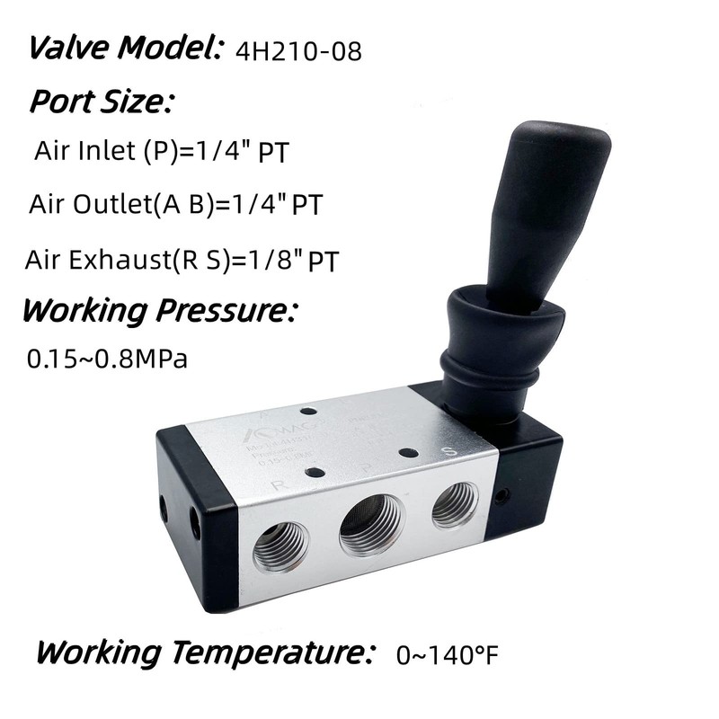 AOMAG Pneumatic 1/4 Inch PT 5 Way 2 Position Air