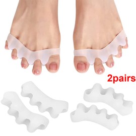 JAMMY Separador de Dedos para Pies, Corrector de Dedos Blancos, Yoga, 2 Pares, Corrector de Dedos En Martillo de Silicona para Mujeres Y Hombres, Enderezador de Dedos Superpuestos.