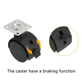 8 PCS Universal Swivel Casters with Brakes – 360° Rotating Castor Wheels for Carts, Shelves, and More (Black, 1.5 inch)
