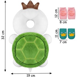 Baby Head Protector & Baby Knee Pads for Crawling,Toddlers Head Safety Pad Cushion Adjustable Backpack,Baby Back Protection for Walking & Crawling, for Age 5-24months(Turtle,1+6N)