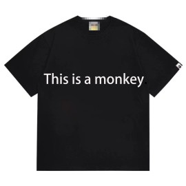 Hot Sell Ape Shirt Fashion Designer T-Shirt Men Trendy Printed Bapees T Shirt 1:1 High Version Ready Stock Letter PrintingColor: Black, Size: L