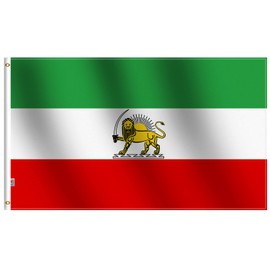 Old Historic Iran with Lion SunFlag 3x5 Ft,Canvas Header and Double Stitched - Brass Grommets for Easy Display,Persian Persia Former Iranian Imperial State of Iran Banner 1973-1979