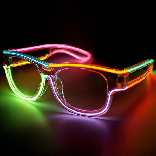 XGOOD Wireless LED Glasses 8 Color Light Up Glasses Neon