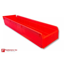 LEWISBins (10 PACK ) Orbis Lewis Bins+ Red Plastic Storage Bins SB2404-7FE  24"L 4"H 6.5"W
