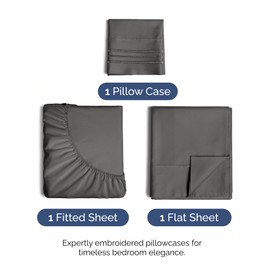 Twin Size 3 Piece Sheet Set - Comfy Breathable & Cooling Bed Sheets Set - Hotel Luxury Bedding for Women, Men, Kids, Teens, Boys & Girls - Deep Pockets, Ultra-Soft, Wrinkle Free - Oeko-Tex - Charcoal