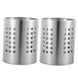 ABOOFAN 2Pcs Stainless Steel Draining Container for Utensil Storage Practical Kitchen Organizer for Cutlery Chopsticks Forks for Home Restaurant Use
