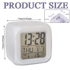 WanderGo Digital Alarm Clock for Kids, Kids Alarm Clocks Bedside Easy to Read with 7 Colours Light Switch, Snooze, Temperature, Calendar, Music for Heavy Sleepers Kids Travel Bedroom Office(White)