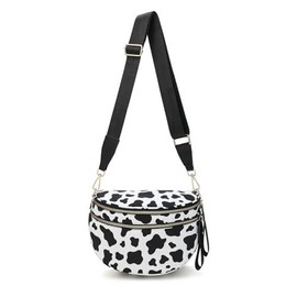 Crossbody Bum Bag, Spacious Design for Essentials Plus Size Friendly Strap 55" Crossbody Sling Bag for Women  Cross Body Travel Shoulder Handbags Lady Chest Purses Light Sling Backpack:_Cow Print