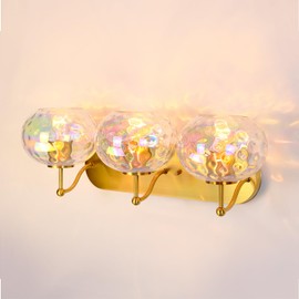 Wrlmfy 23" Brushed Gold Vanity Light Stained Hammered Glass Wall Sconce 3-Light Brass Wall Lamp for Hallway Living Room Stairwell Bathroom Over Mirror (Brass Gold, 3-Light)