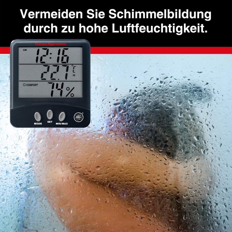 HGL - 100 Thermometer and Hygrometer with Large LCD Display,