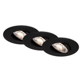 BRILONER - Set of 3 LED Recessed Spotlights, 230 V, LED Spotlight Bathroom IP65, Ceiling Spotlights, Infinitely Dimmable, Spots, Ceiling Spots, Bathroom Lamp, Black, 90 x 42 mm (DxH)