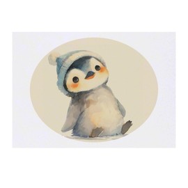 'Cute Penguin Wearing Beanie' Temporary Tattoo - Water Resistant, Skin-Safe, Non-Toxic Transfer (TO00082679)