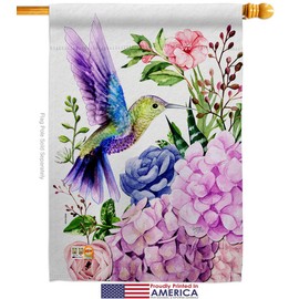 Purple Hummingbird House Flag Eagle Set Animals Bird Flamingo Cardinal Peacock Springtime Natural Wildlife Small Decorative Gift Yard Banner Made In USA 28 X 40