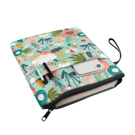 Chririnla Book Sleeve Cover Bag for Women Girls Book Lovers Abstract Hippie Flower Design Textbooks Reusable Protective Pouch Bag with Front Pocket