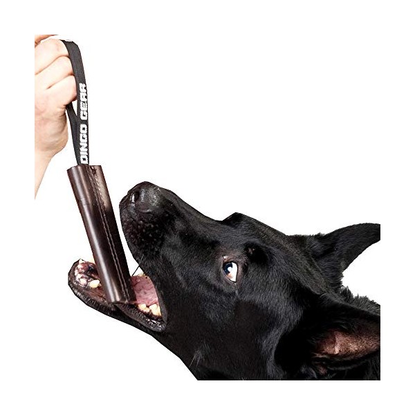 DINGO GEAR Dog Bite Tug Handmade of Brown Grain Leather, Strong Tug for Bite Training K9 IPO Agility and Just Fun S00230