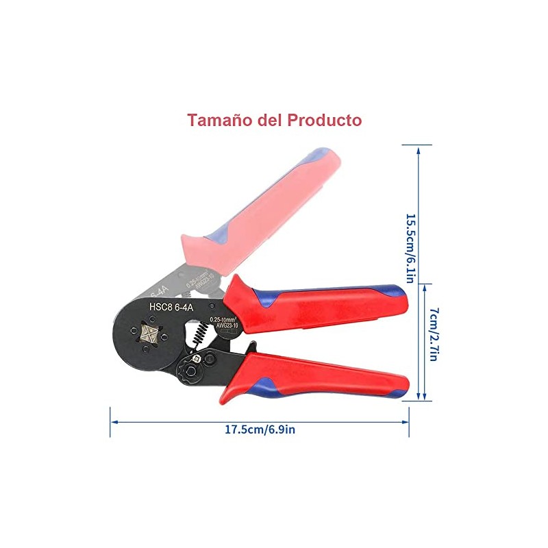 1250Pcs Juego de Crimpadora de Terminales para Cable,hcs8 6-4a,0.25-10mm