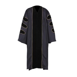 Newrara Unisex Deluxe Doctoral Graduation Gown, Doctoral Hood and Doctoral Tam 8 Sided Package (Black Gown+8 Side, 54)
