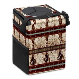 longlugoo Car Trash Can with Lid Western Cowhide Aztec Collapsible Reusable Leak-Proof Auto Garage Bag,Hanging Vehicle Car