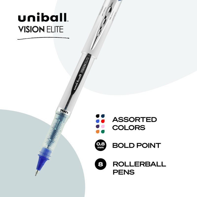 uni-ball® Vision™ Elite™ Liquid Ink Rollerball Pens, Bold Point, 0.8