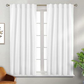 BGment Window Curtains for Bedroom - 45 Inch Rod Pocket and Back Tab Thermal Insulated Room Darkening Curtains for Living Room, 2 Curtain Panels (42 x 45 Inch, Pure White)