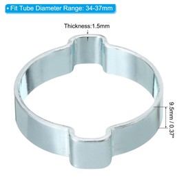 PATIKIL 30 Pack 34-37mm Double Ear Hose Clamp, Galvanized Steel Crimp Rings for Tubing Pipe Fitting Connections, Silver Tone