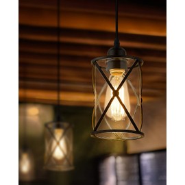 Osimir Glass Pendant Lights Kitchen Island 2 Pack, Black Mini Pendant Light with Clear Glass, Farmhouse Industrial Cage Hanging Lighting for Kitchen Sink Dining Room Bathroom, CH9176-1-2PK