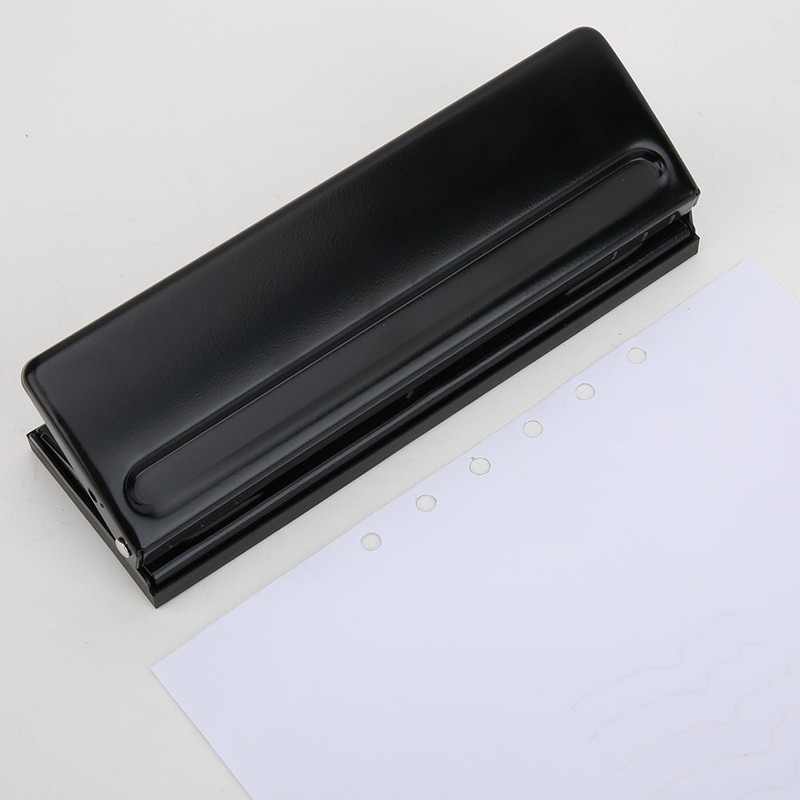 Six Hole Adjustable Punching Machine Paper Puncher Office Supplies Black