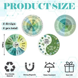 Kanayu 4 Pcs Feelings Wheel Magnet 7 Inch Therapy Emotion Wheel Magnet Magnetic Mental Feeling Chart Social Work Magnet for Counselor Social Worker School Office Emotional Fridge(Greenery)