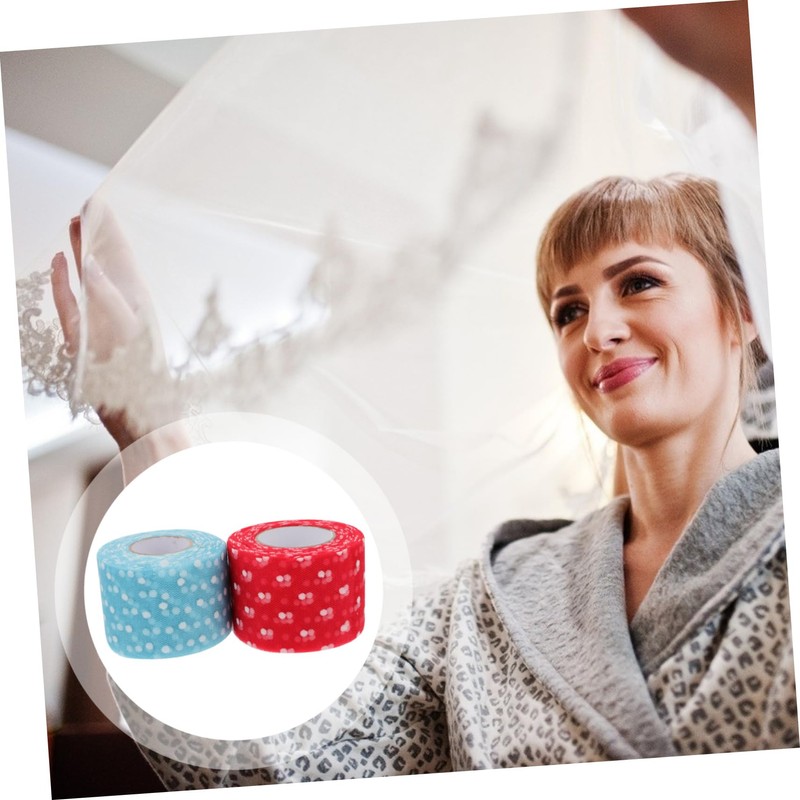 IWOWHERO 2 Rolls Dots Pattern Net Yarn Decorative Mesh Roll