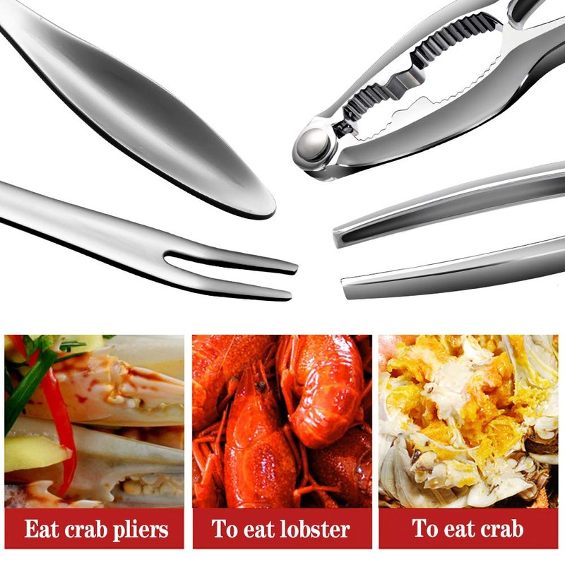 6Pcs Crab Crackers and Tools including 2 Forks 2 Lobster
