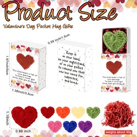 Wettarn 35 Sets Valentine's Day Pocket Hug Gifts Bulk 35 Cute Hand Crochet Heart with 35 Greeting Box Inspirational Long Distance Relationship Romantic Gift for Classroom Students Coworkers Office