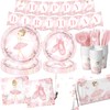 Ballerina Birthday Party Decorations 142Pcs Ballerina Party Tableware Dancing Girl
