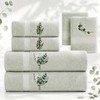 Peryiter 6 Pack Eucalyptus Leaves Bath Towels Set, Sage Green