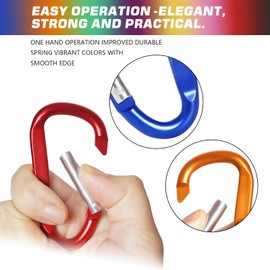 12PCS Carabiner Keychain Clip - Aluminum Caribeener Key Clip,D Ring Shape Nonlocking Carabeaner Hook Buckle,Multi-Function Spring Snap Key Clips Tool for Home,Camping,Hiking,Traveling,Backpack