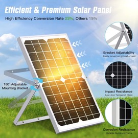 15W Solar Fountain Pump, 190GPH Submersible Solar Powered Water Pump with Adjustable Flow & 4 Nozzles, Anti-Clog Barrier Bag for Bird Bath, Outdoor Pond,