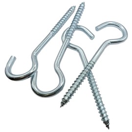 LLB 5 inch Screw-in Hooks Large Heavy Duty Cup Hooks Screw in Hooks Plain Ceiling Cup for Hanging Lights Eye Big Size: 8mm x 130mm Pack of 4